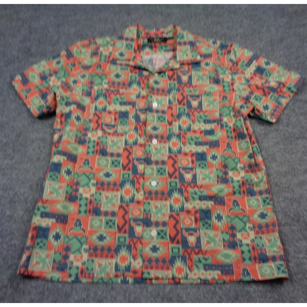 RRL Double Ralph Lauren Shirt M Southwestern All Over Print Camp Button Loop